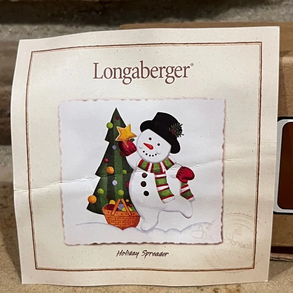 Longaberger Snowman Holiday Spreaders - Red and Green Ceramic 2-Pack